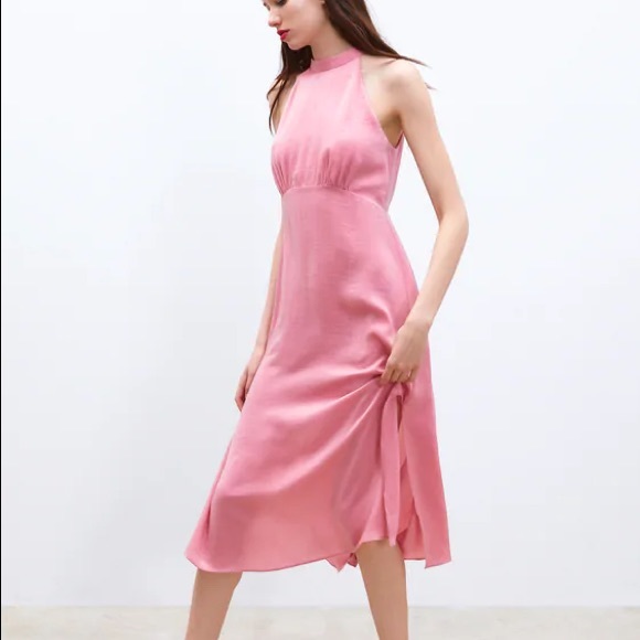 Zara | Dresses | Zara Pink Satin Dress Blogger Fav | Poshmark